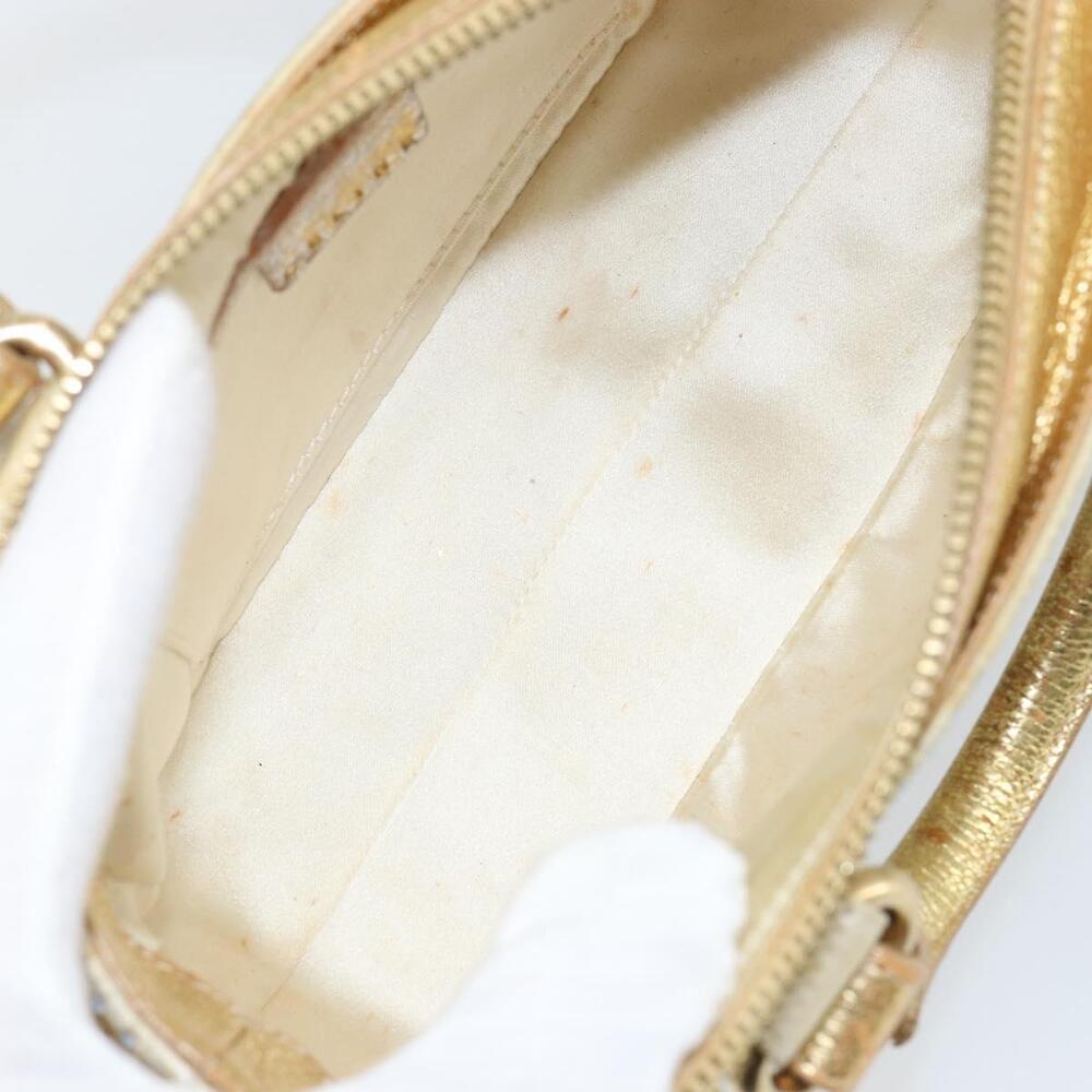 CELINE Hand Bag Satin Beige Gold Auth gh992 - Picture 11 of 16